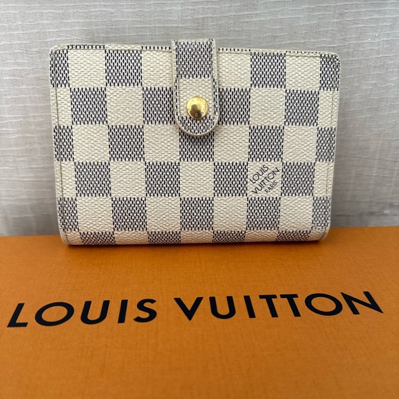 Louis Vuitton Damier Azur Kiss Lock Wallet - Rare with LUV Dust Bag - Picture 2 of 9